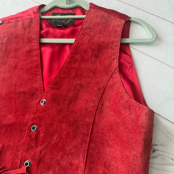 Scullly Red Genuine Leather Fringe Vest Coachella, Cowgirl, Rodeo Women’s 10 - Picture 13 of 16